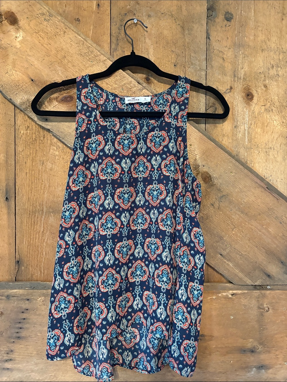 Hollister Navy Blue Paisley Print Sleeveless Tank